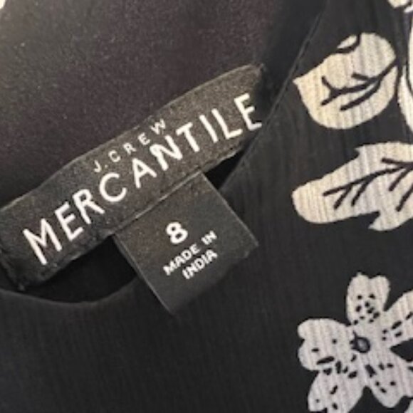J. Crew Mercantile Maxi Dress Black/White Floral Tiered Strappy, Size 8 - Picture 9 of 11